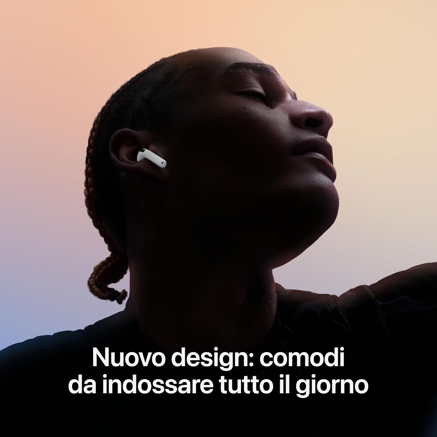Apple AirPods 4 Auricolari wireless, Auricolari Bluetooth, Cancellazione attiva del rumore, Audio adattivo, Trasparenza, Audio spaziale personalizzato, Custodia di ricarica USB-C, Ricarica wireless